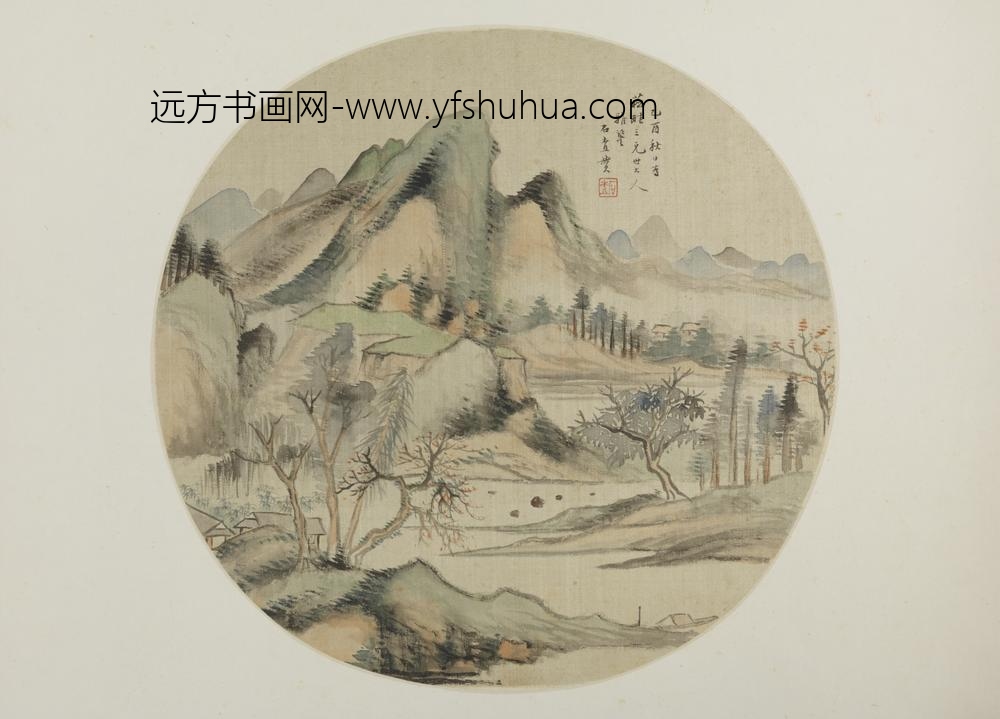 清-胡义赞秋山图纨扇页