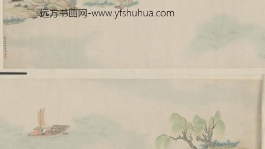 清 茅麐柳溪春舫图横披.jpg