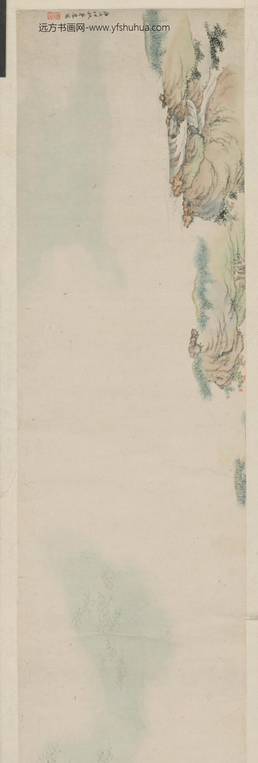 清-茅麐柳溪春舫图横披_