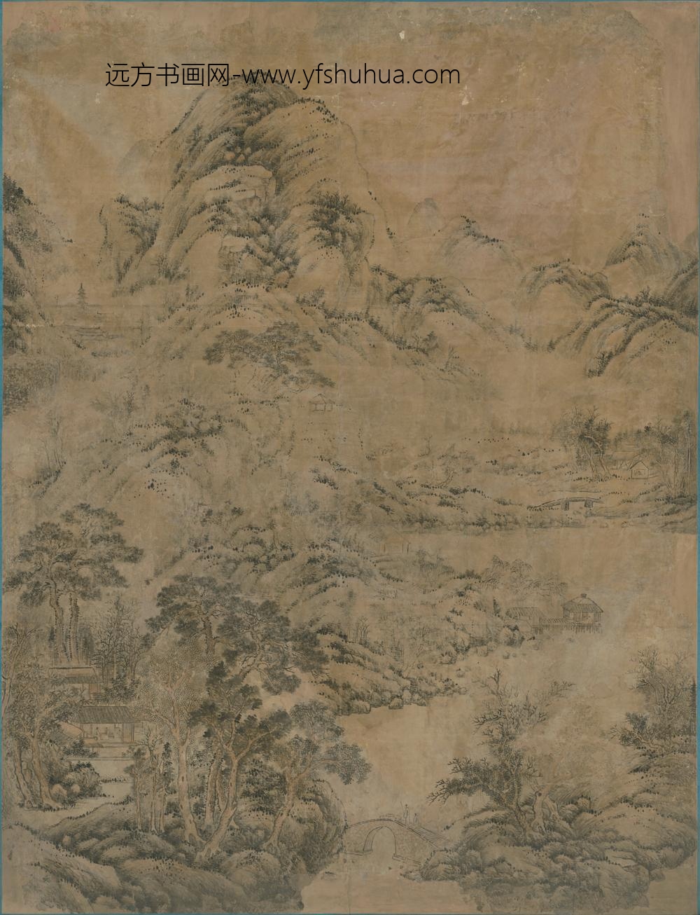 清-董囗秋景山水贴落