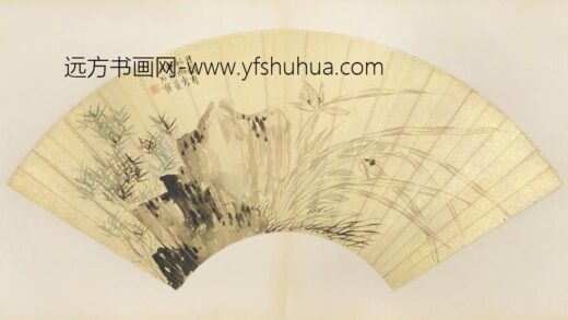 清 蒋確兰石翠竹图扇面.jpg