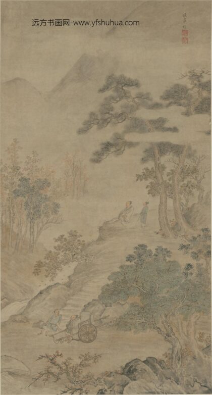 清 谢彬枫林停车图轴.jpg