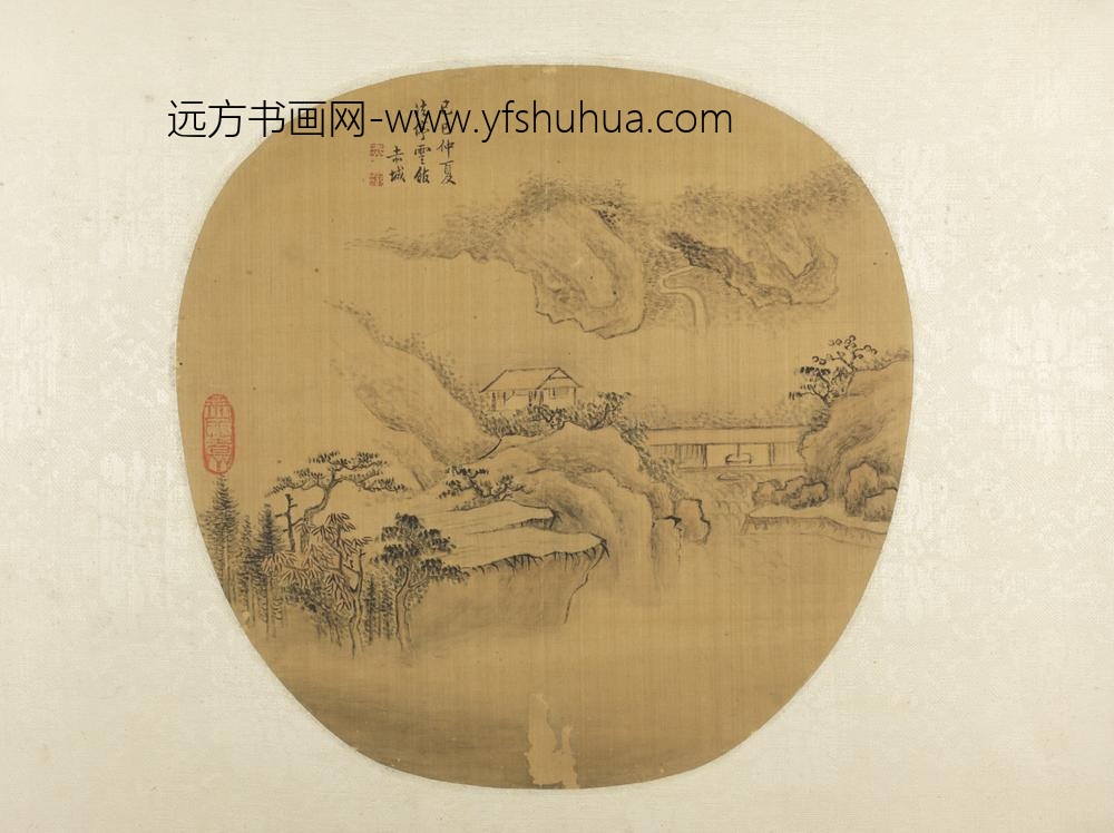 清-赤城山水纨扇页