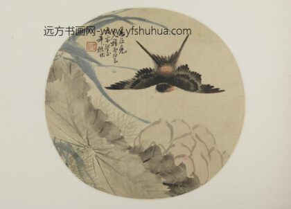 清 辛樾荷塘飞燕纨扇页.jpg