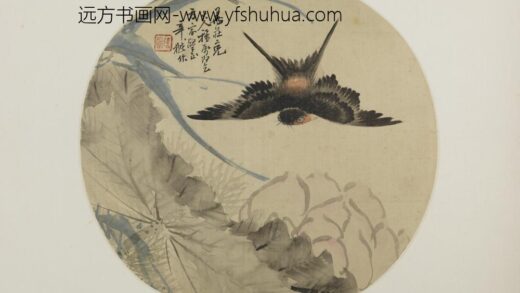 清 辛樾荷塘飞燕纨扇页.jpg