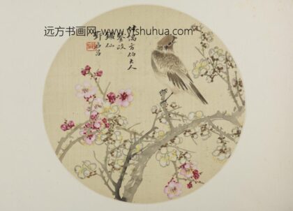清 邓启昌梅雀纨扇页.jpg