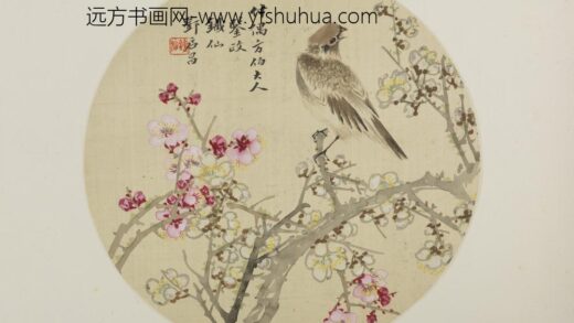 清 邓启昌梅雀纨扇页.jpg