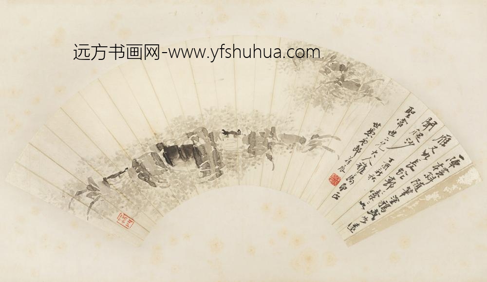 清-郎葆辰墨蟹扇页