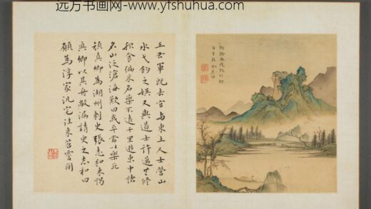 清 钦揖等八家山水册 金庶明断桥卧柳图册页.jpg