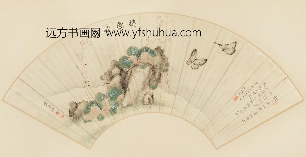 清-锡琛等合作花蝶扇