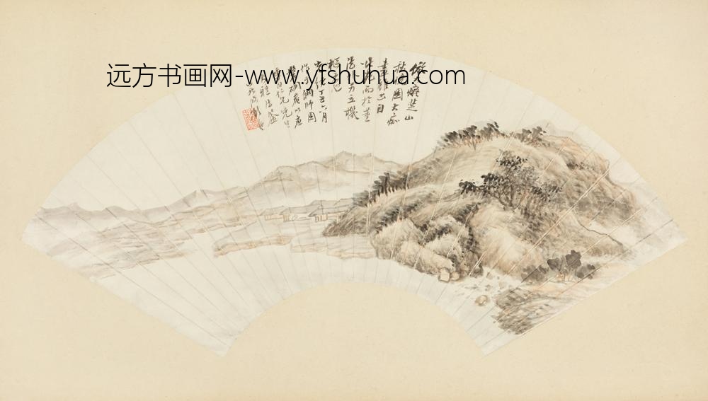 清-顾沄楚山秋晓图扇