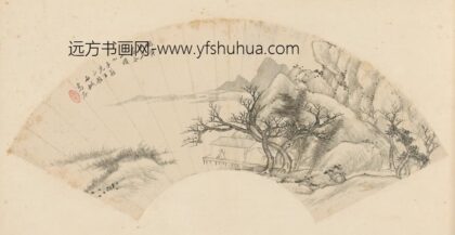 清 高岑临富春山图扇.jpg