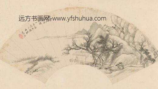 清 高岑临富春山图扇.jpg