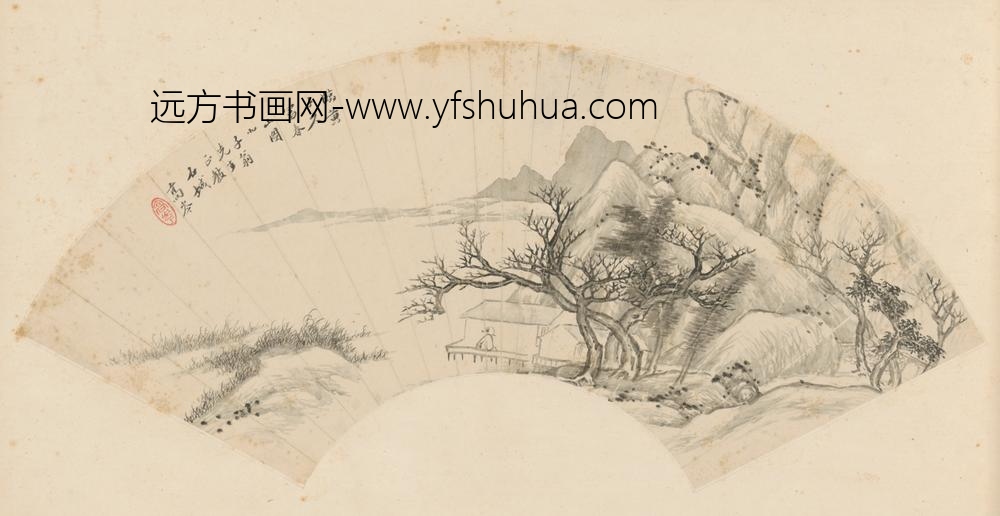 清-高岑临富春山图扇