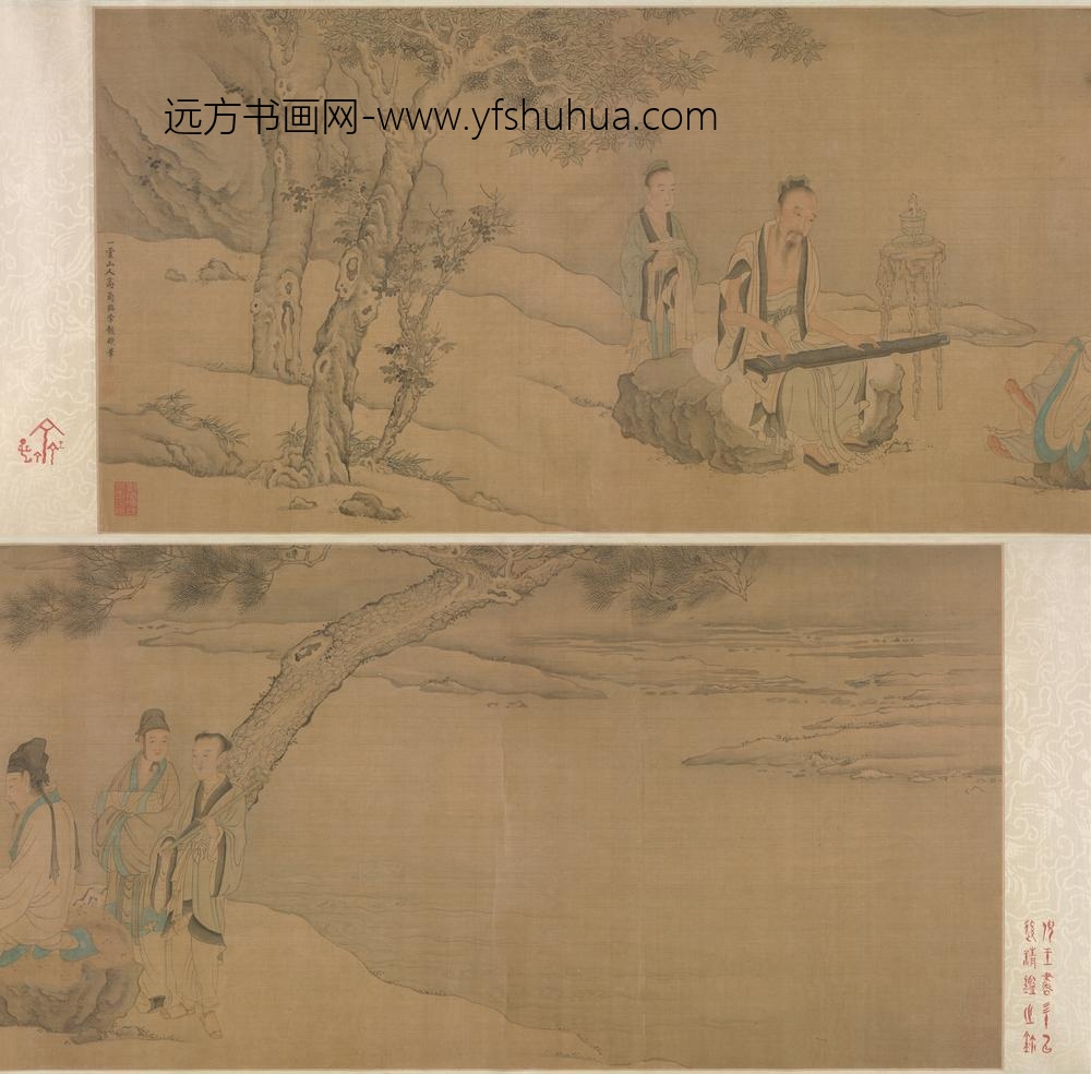 清-高简友琴图卷