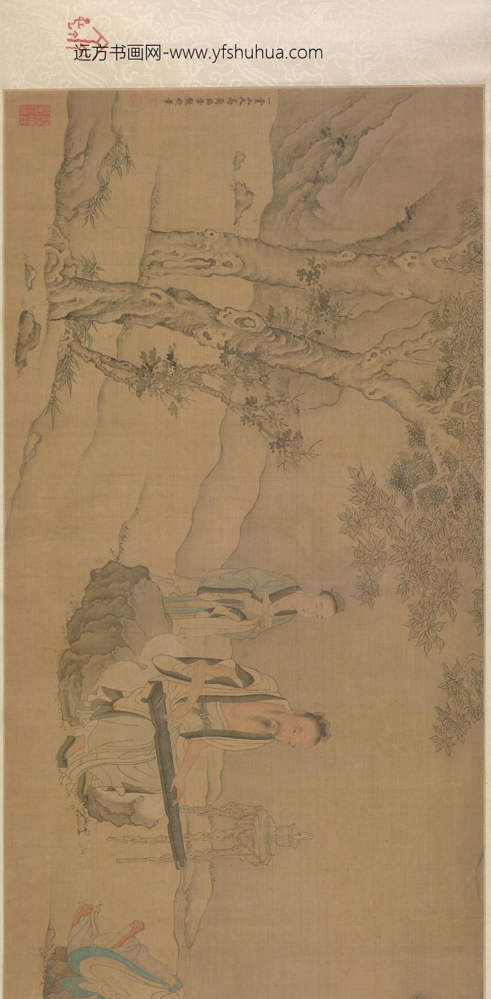 清-高简友琴图卷_
