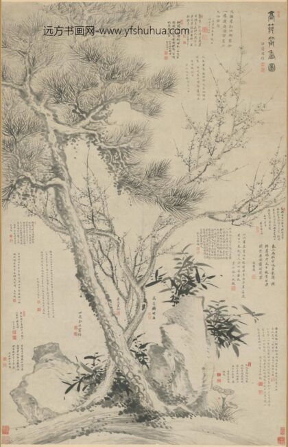 清 高简等三家合作高节寒香图轴.jpg