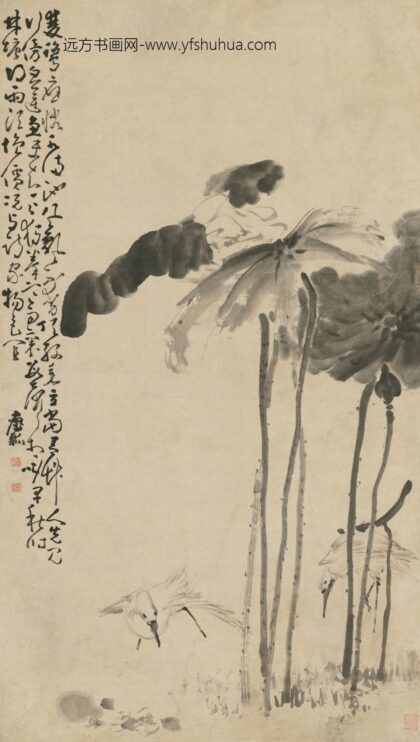 清 黄慎荷鹭轴.jpg