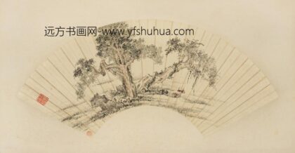 清 黄溱柏石图扇页.jpg