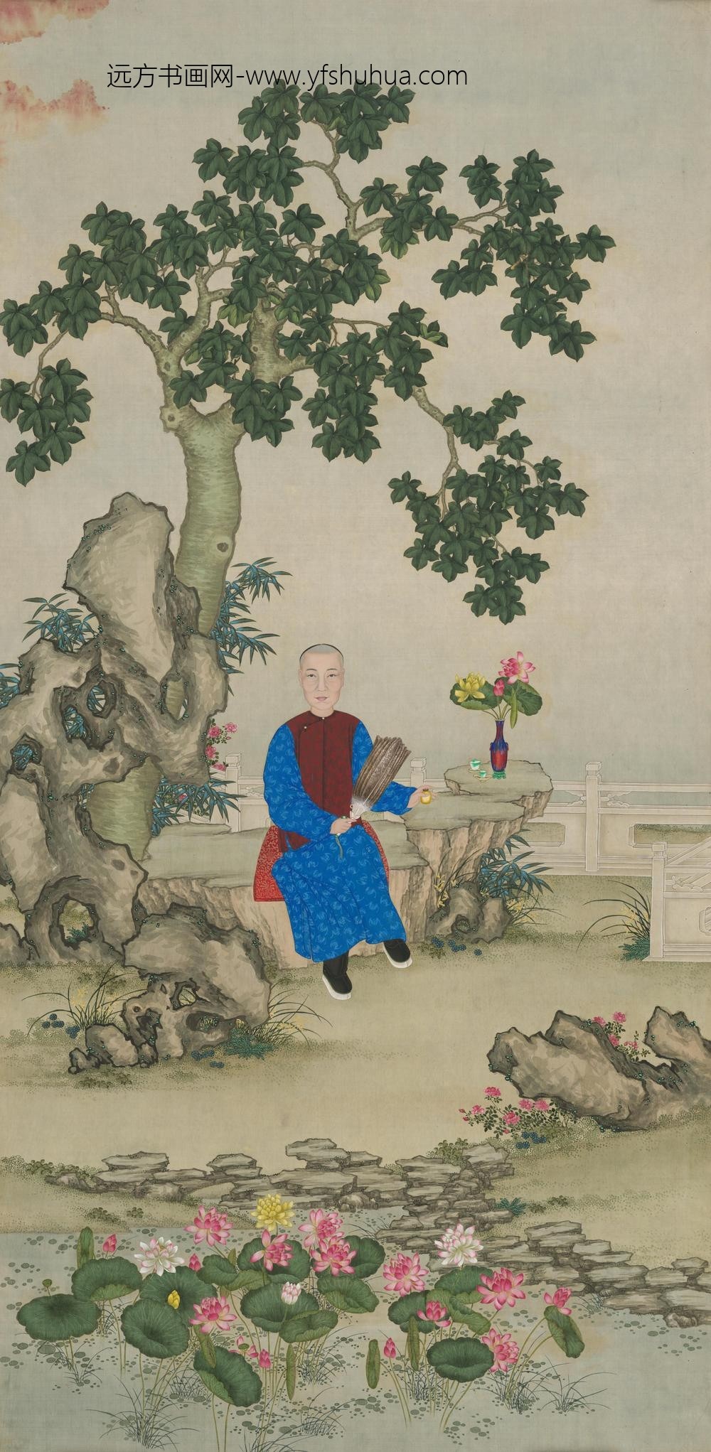清人画奕詝便装行乐图轴