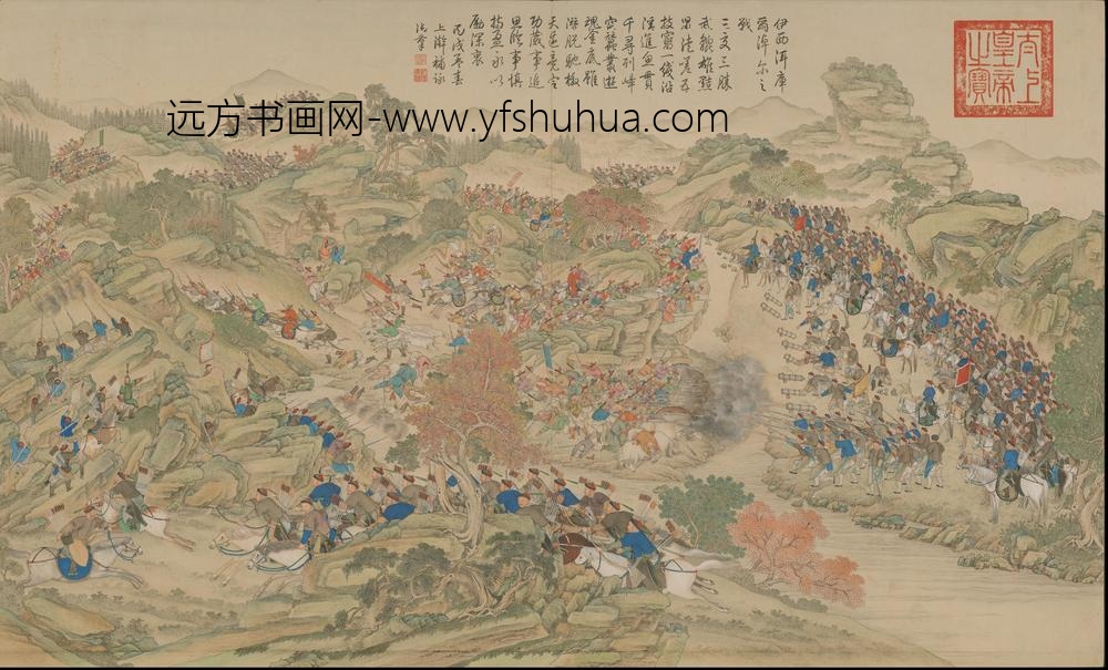 清人画平定伊犁回部战图册-()