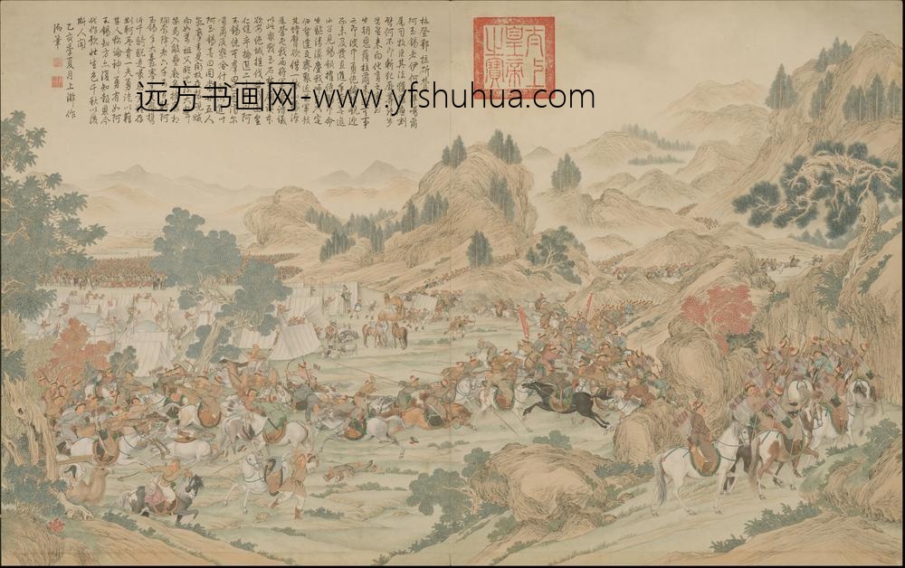清人画平定伊犁回部战图册-()