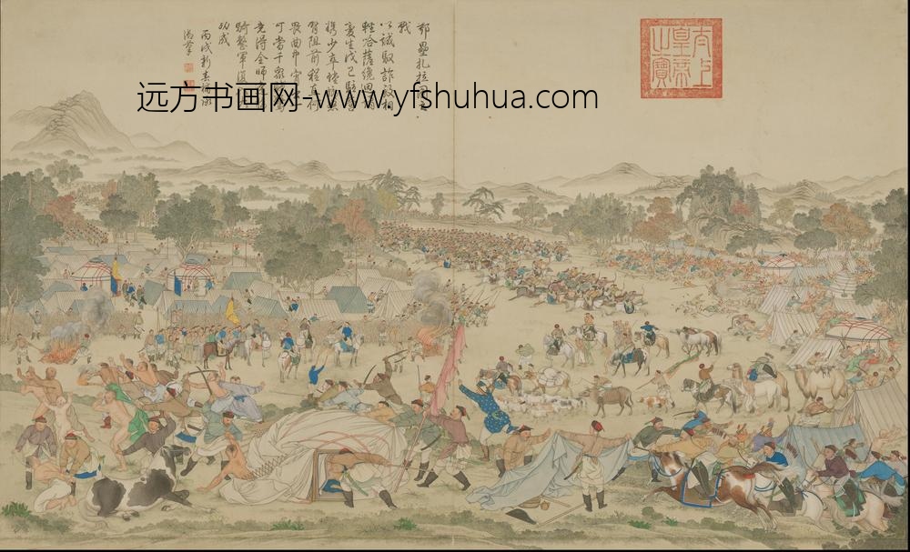 清人画平定伊犁回部战图册-()