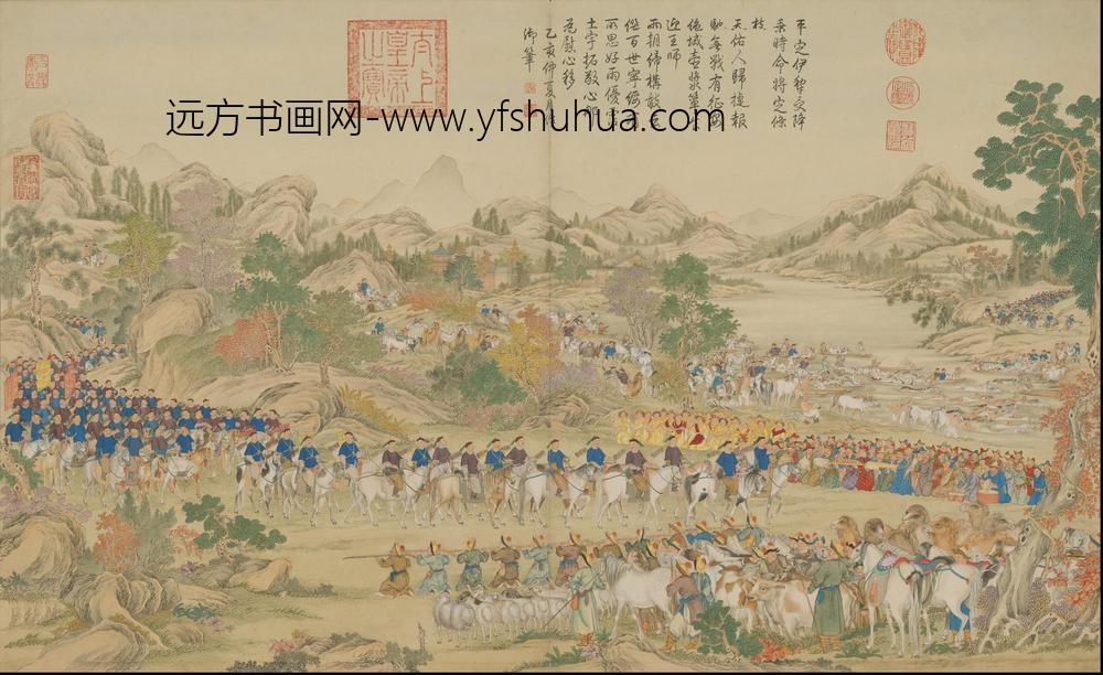 清人画平定伊犁回部战图册-()