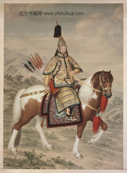 清人画弘历戎装骑马像轴.jpg