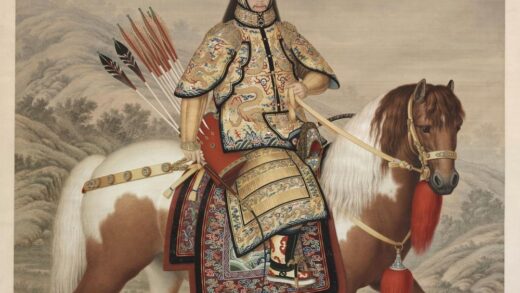 清人画弘历戎装骑马像轴.jpg