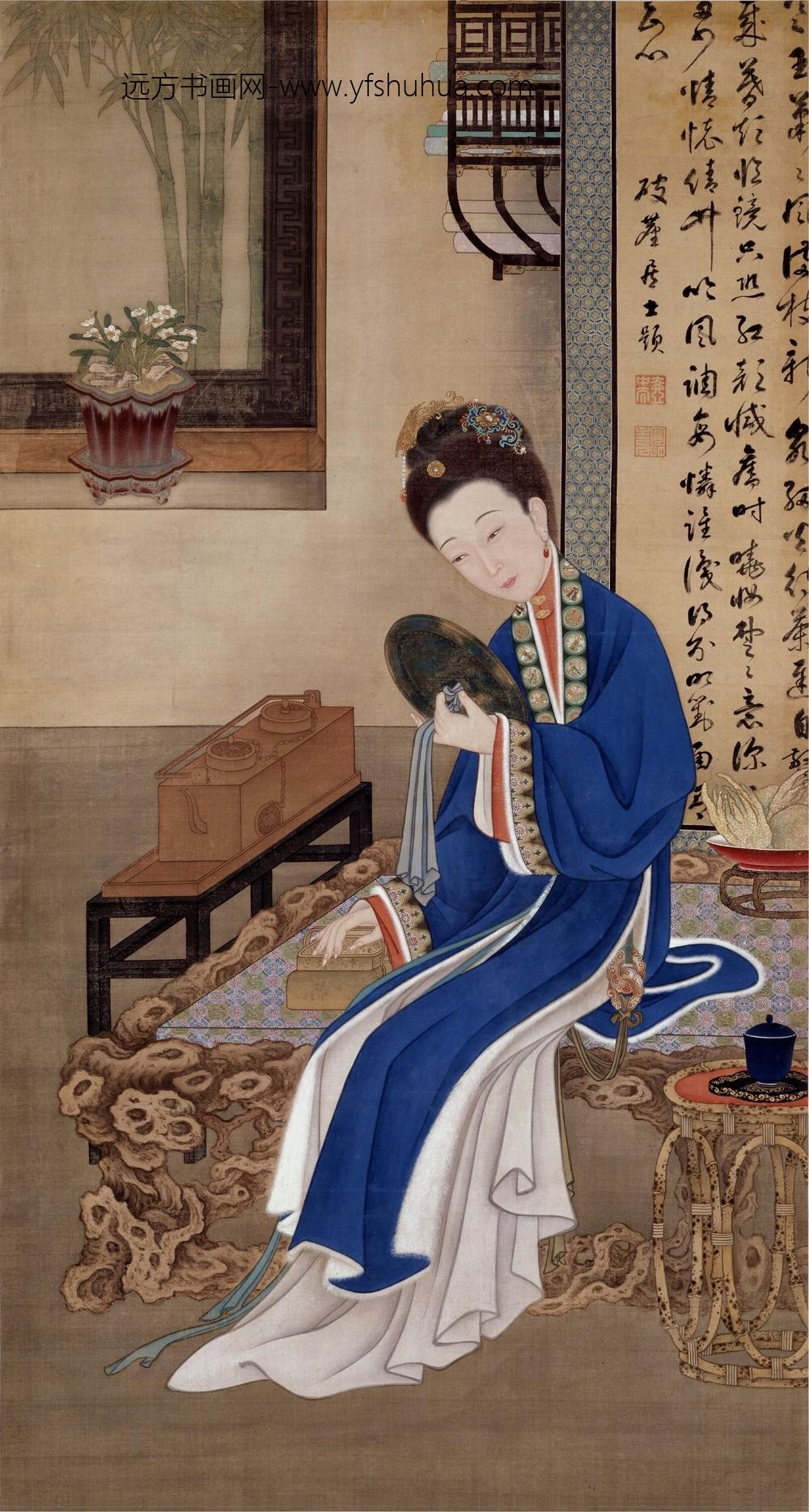 清人画胤禛妃行乐图轴