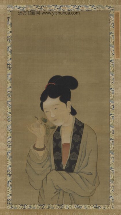 清无款美人折桂图轴.jpg