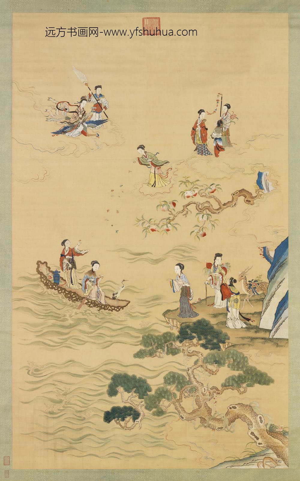 清绣线瑶池上寿图轴