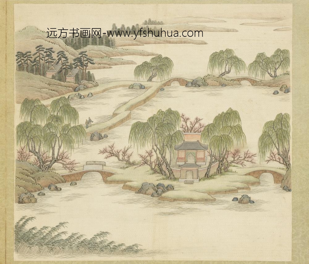 清绣线西湖图册-柳浪闻莺