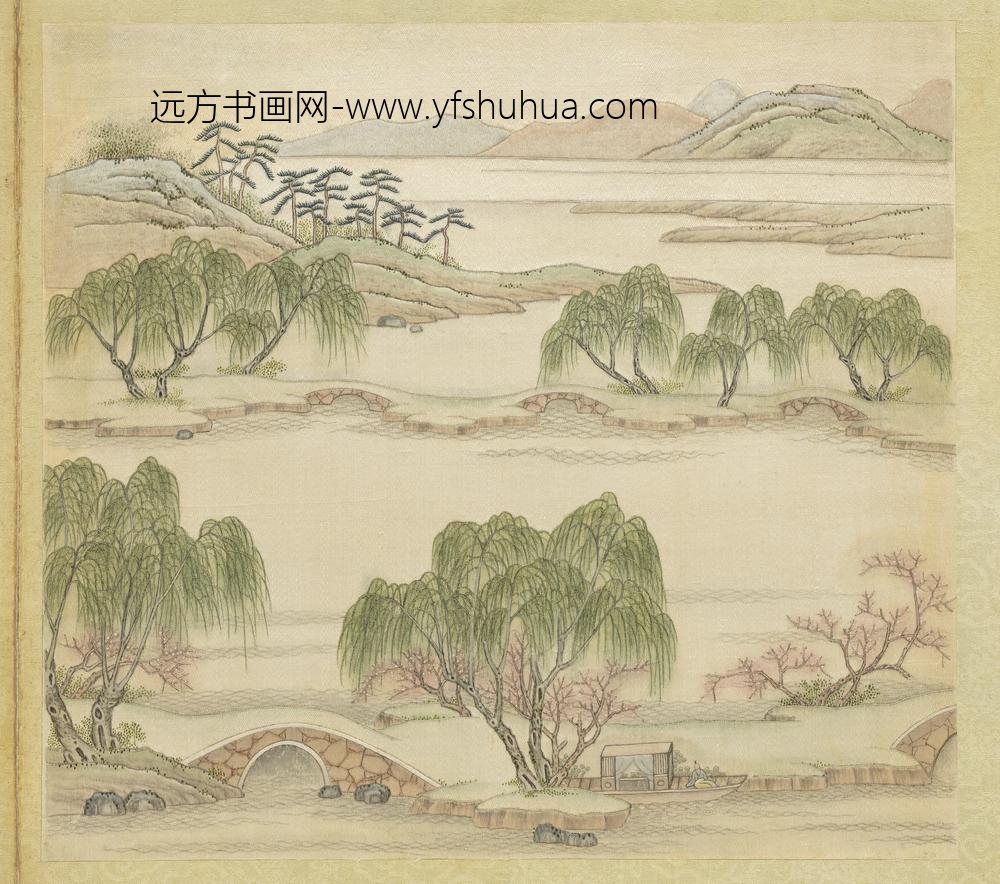 清绣线西湖图册-苏堤春晓