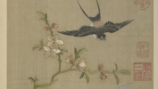 清绣绘花鸟册 桃花春燕.jpg