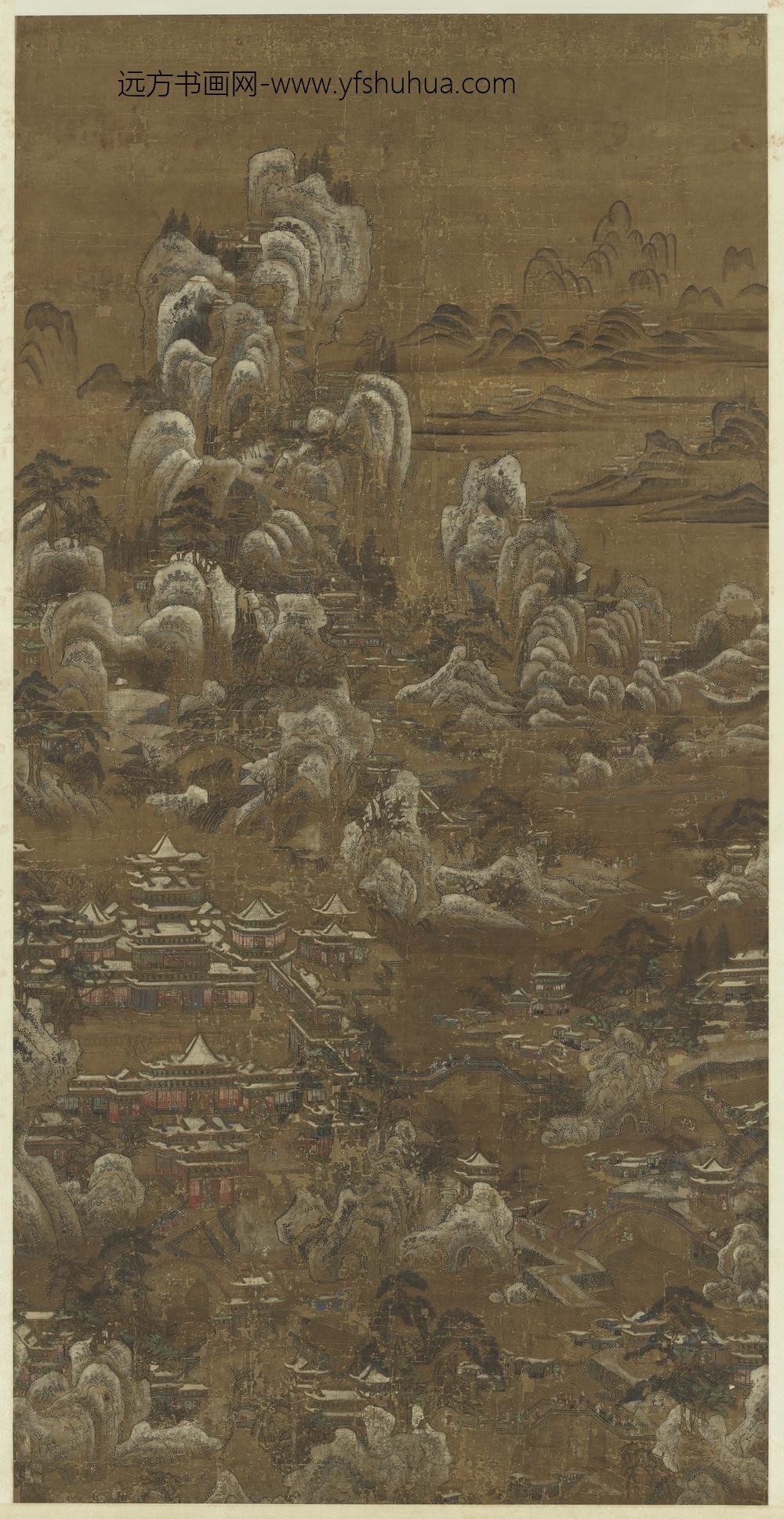 清院本山水楼阁图轴