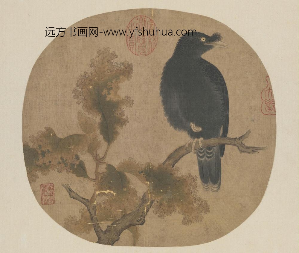 秋树鸜鹆图页