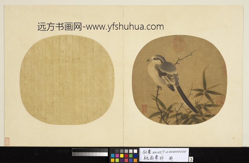 纨扇画册册-宋李安忠竹鸠