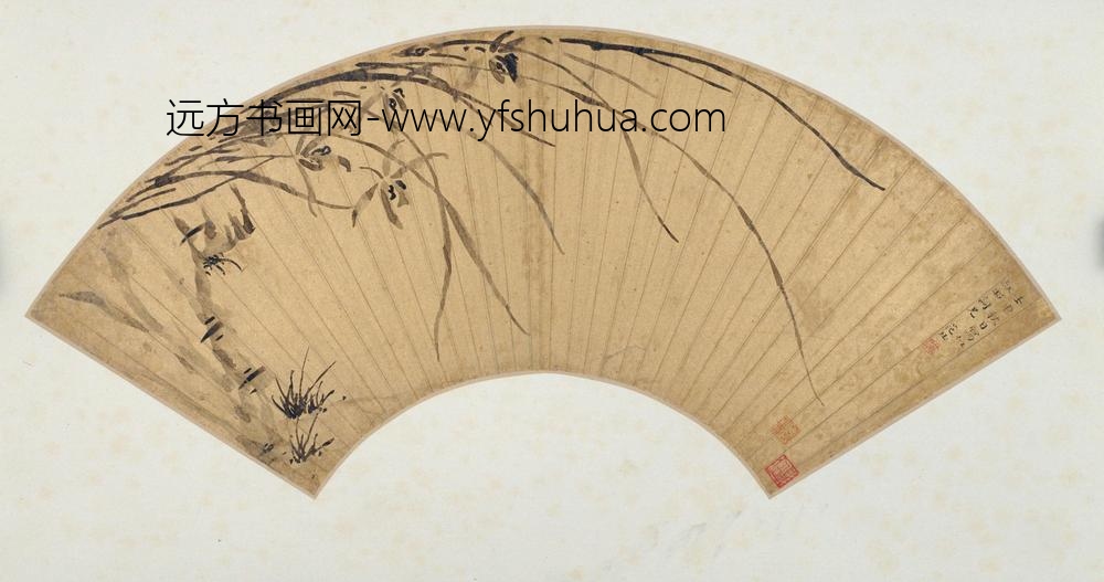 范珏兰石图扇页