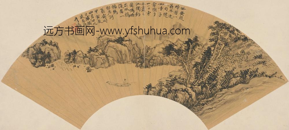 谈象稑-长江独钓图扇页