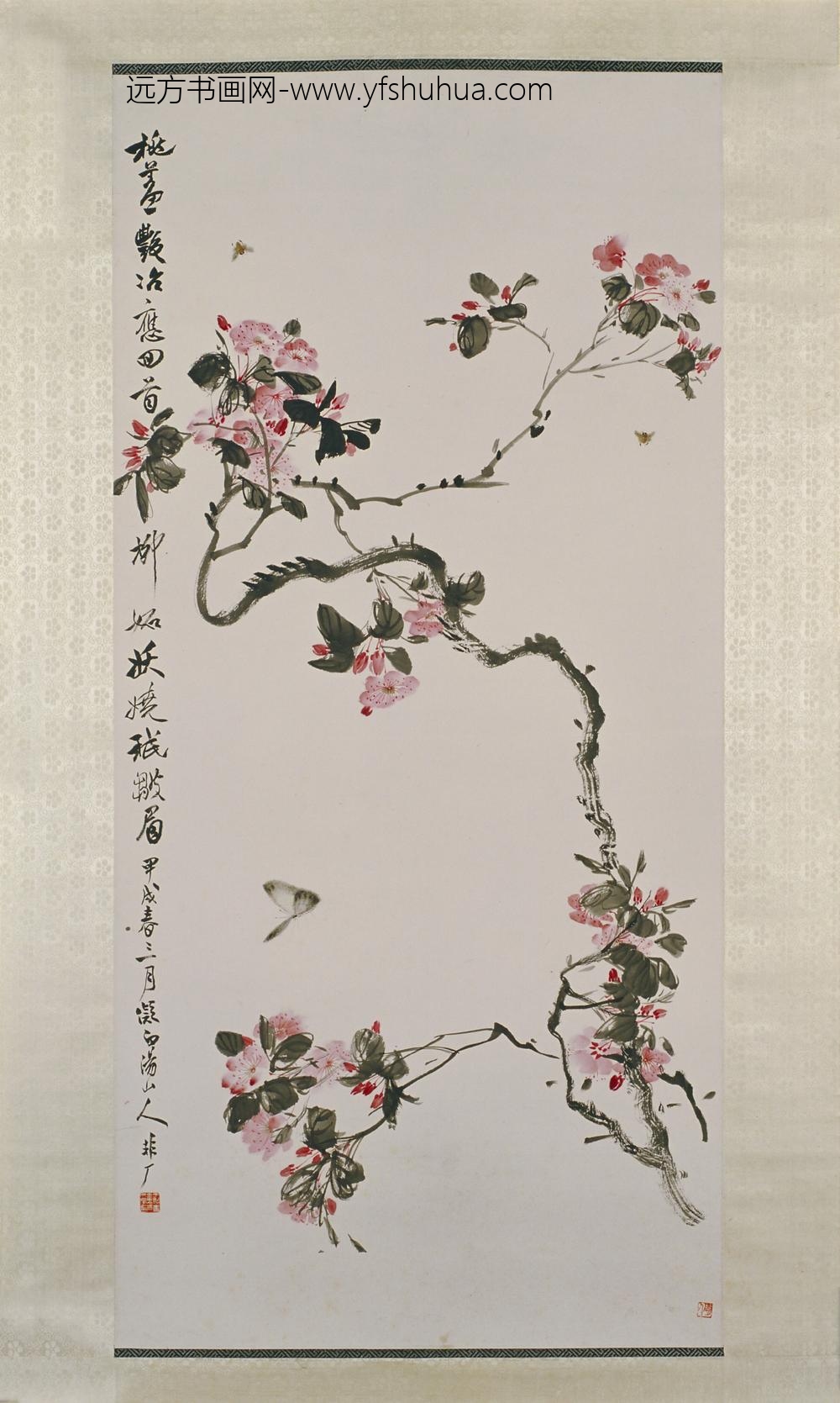 近现代-于照花蝶图轴