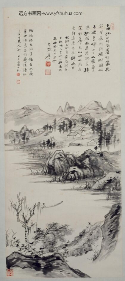 近现代 张爰仿道济湖山秋兴轴.jpg