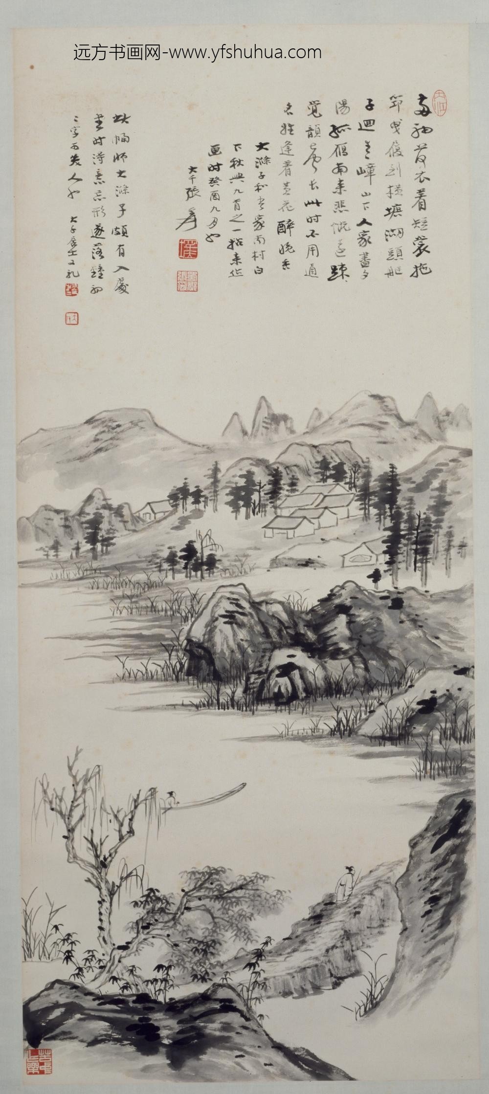 近现代-张爰仿道济湖山秋兴轴