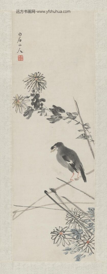近现代 齐璜花鸟轴.jpg