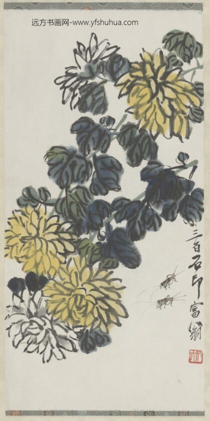 近现代 齐璜菊花蟋蟀轴.jpg