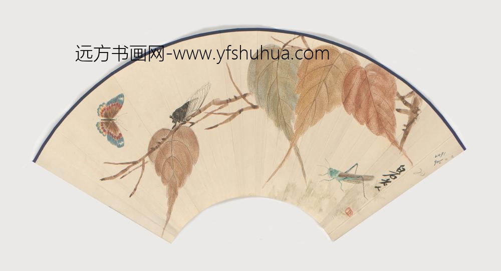 近现代-齐璜贝叶昆虫扇页