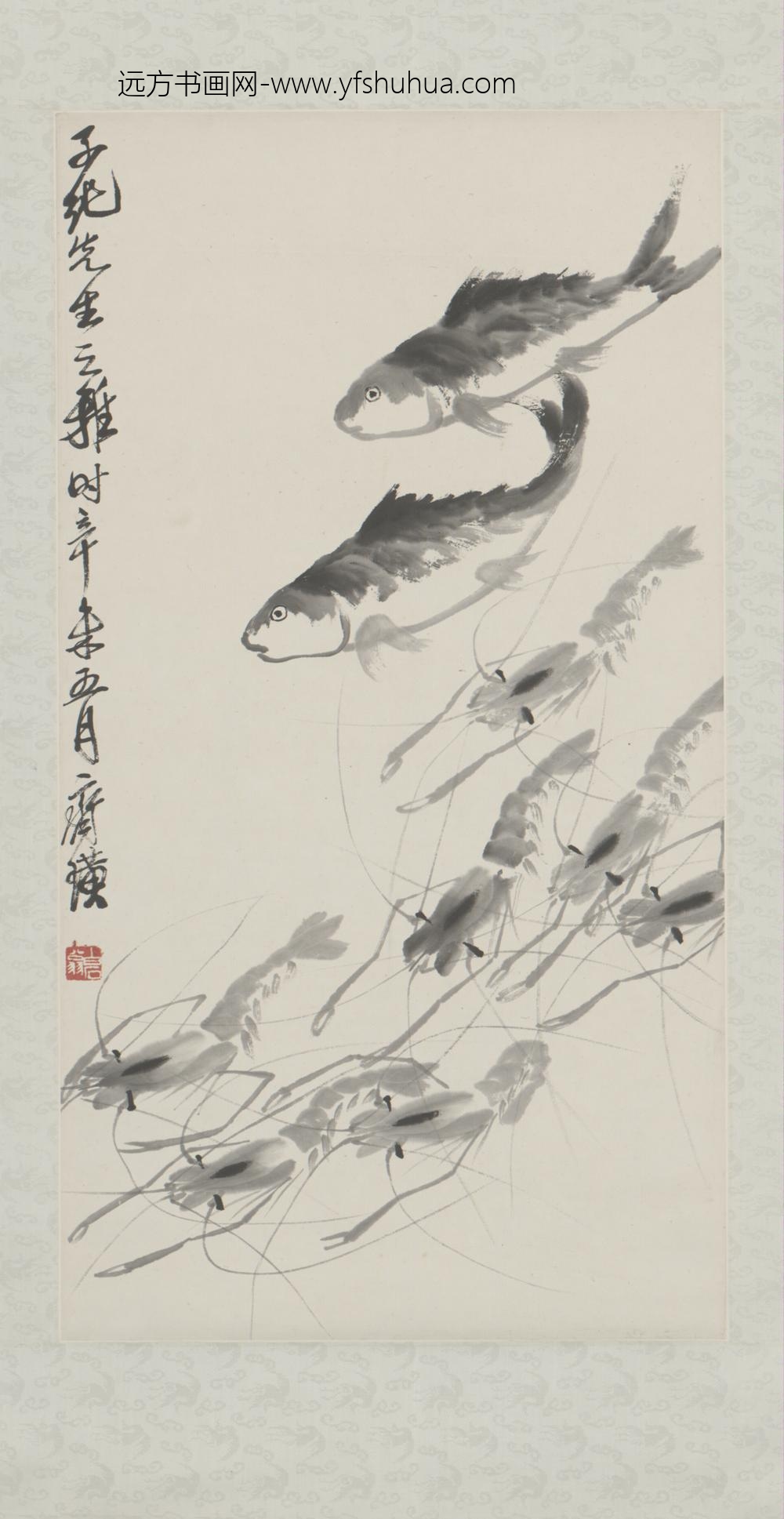 近现代-齐璜鱼虾图轴
