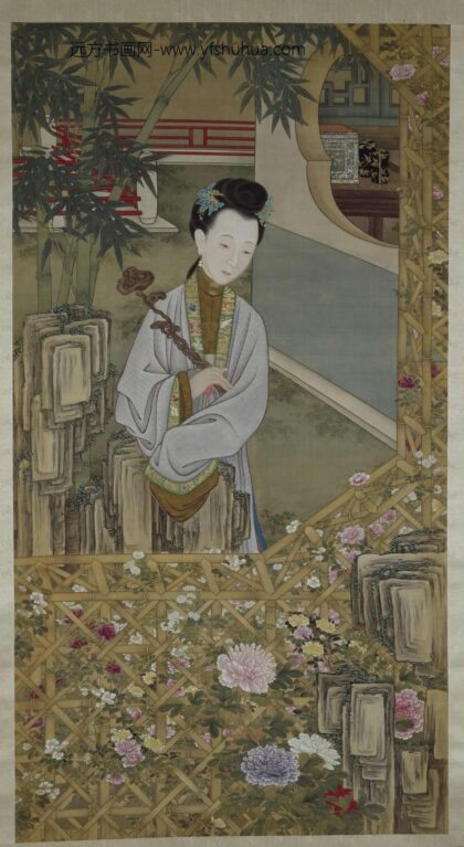 雍亲王题书堂深居图屏·立持如意轴.jpg