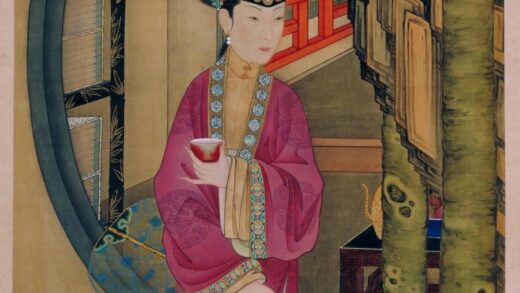 雍亲王题书堂深居图屏•桐荫品茶轴.jpg